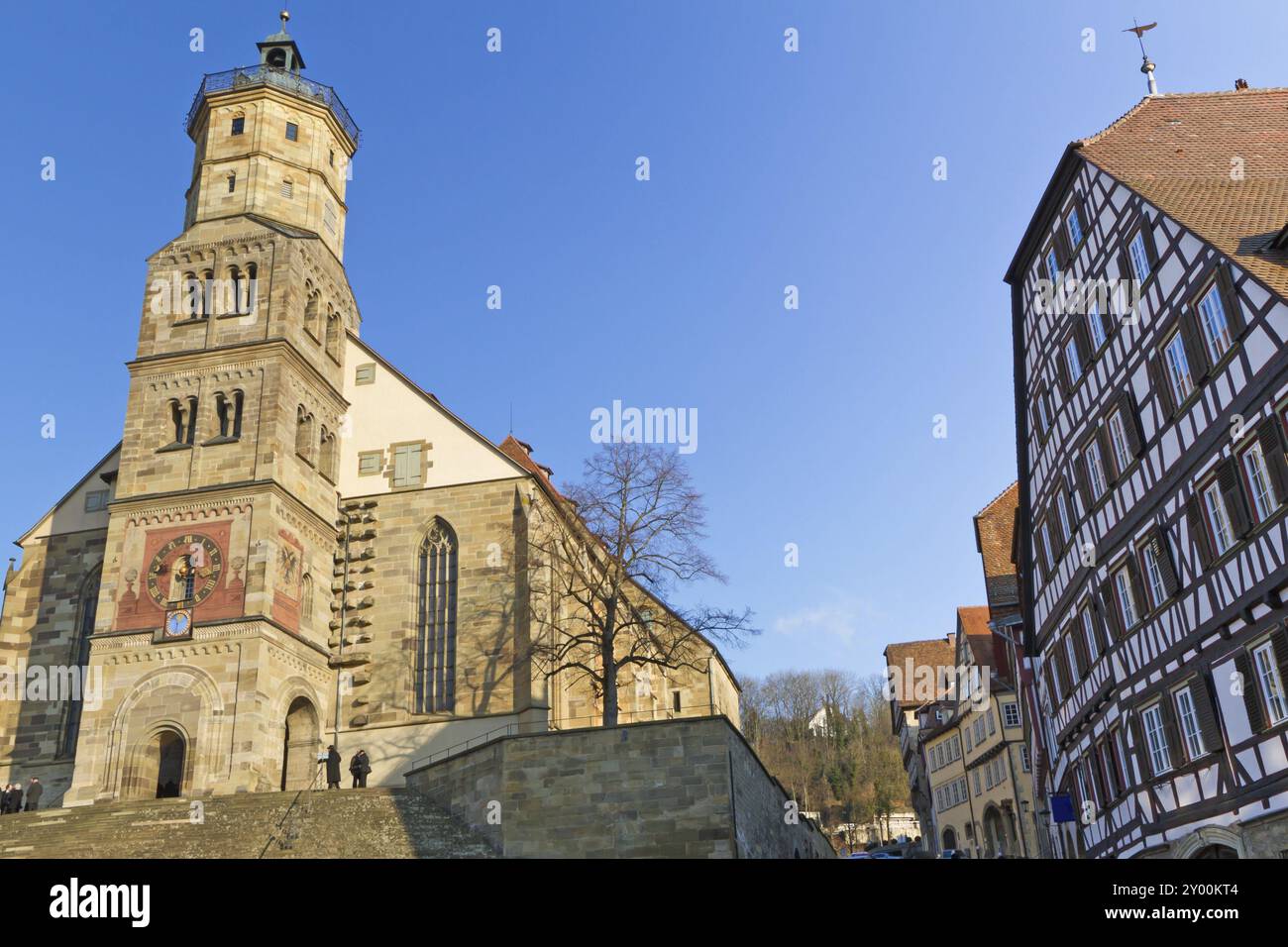 The historic St Michael's Church in Schwaebisch Hall, Germany, Europe Stock Photo