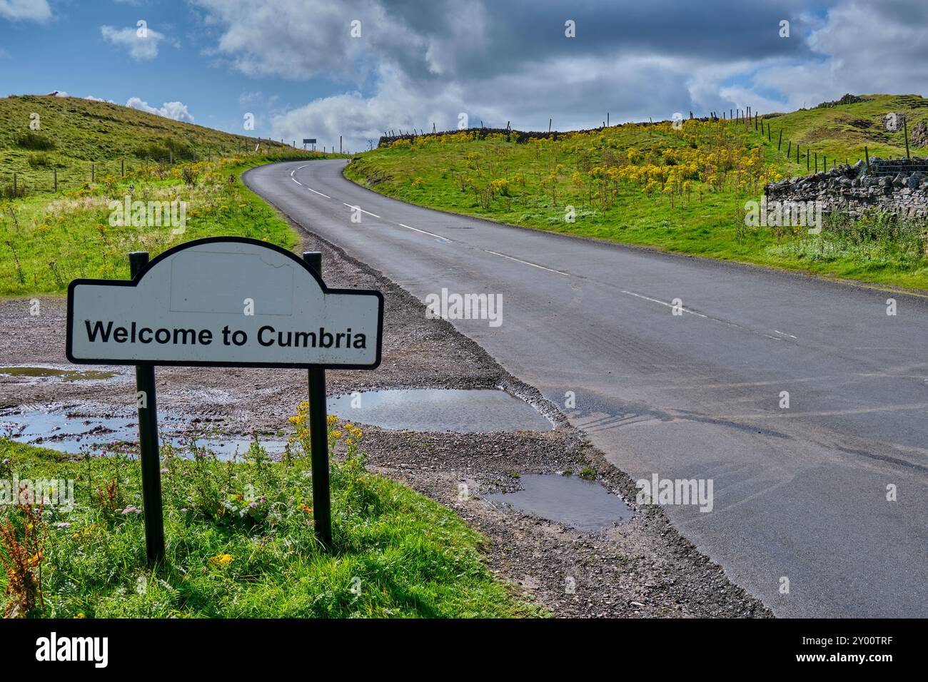 Welcome to Cumbria sign on the B6276 leaving Lunedale, County Durham ...