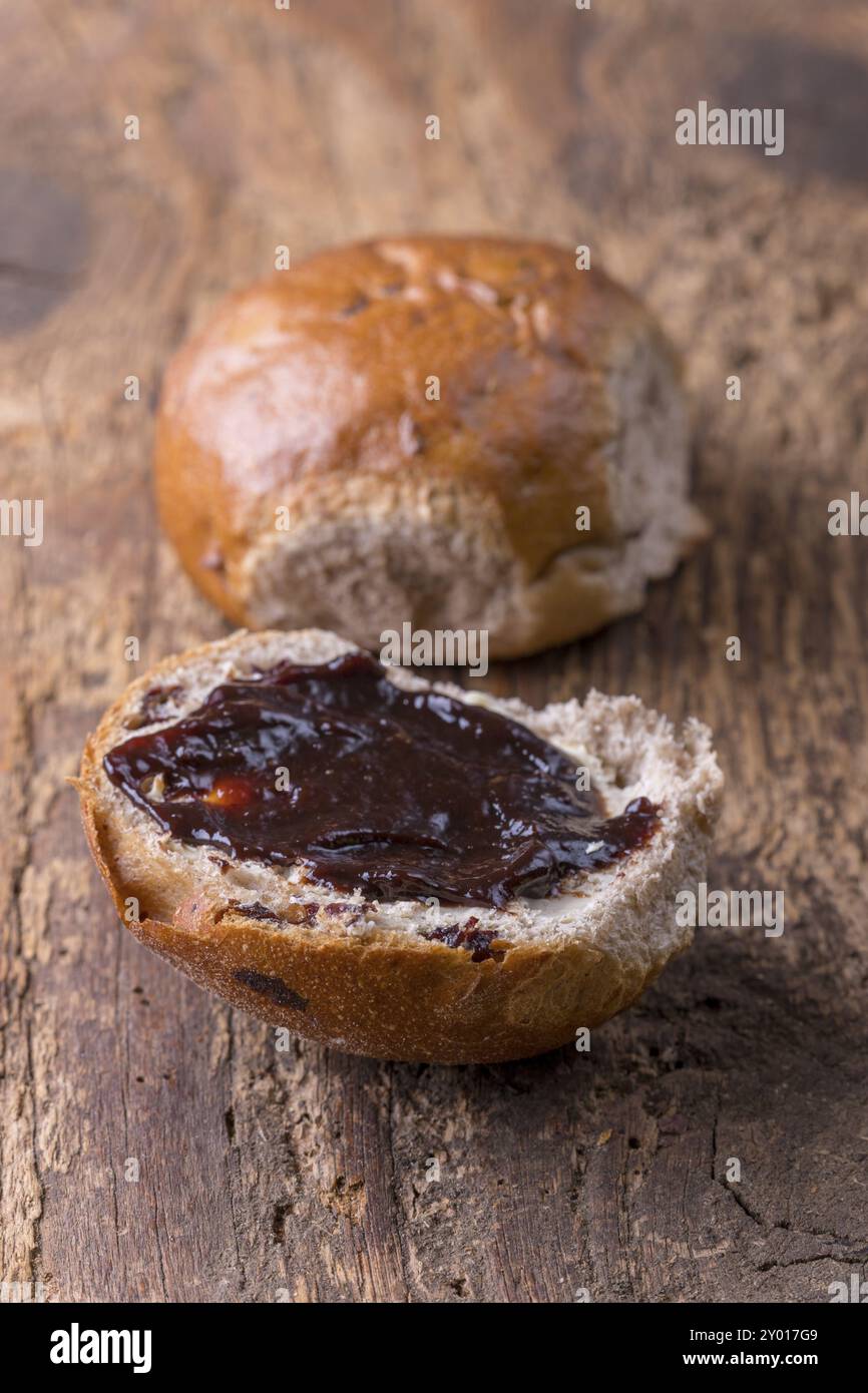 Stuck, a Bavarian roll with sultanas Stock Photo