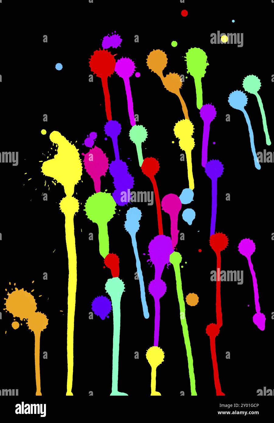 Colorful blots on a black background Stock Photo