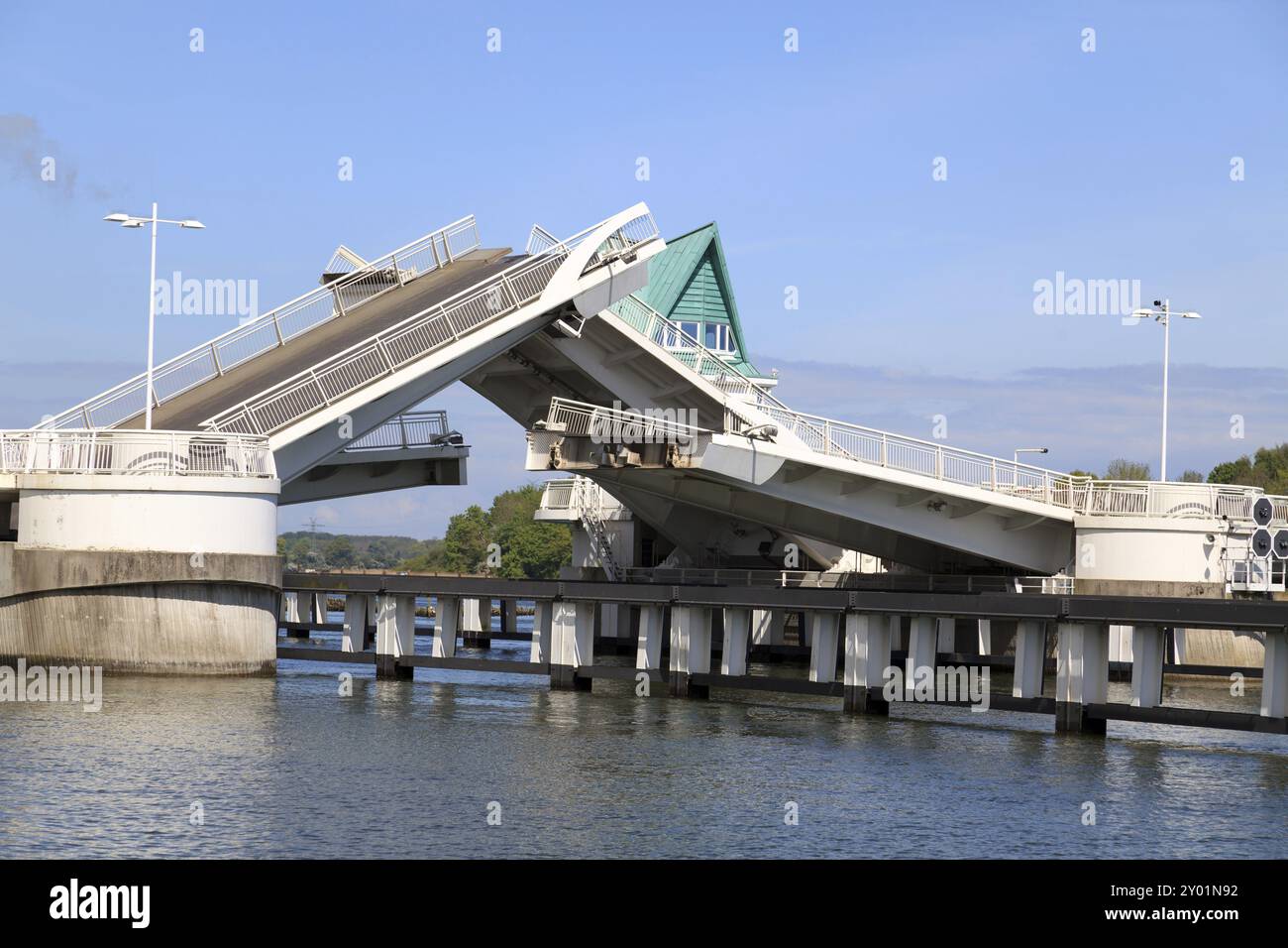Opening bascule bridge in Kappeln Stock Photo - Alamy