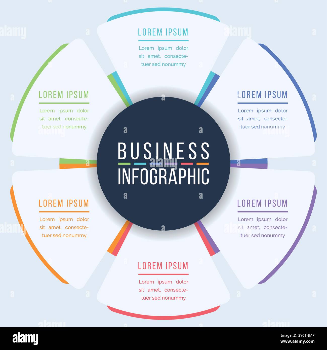 Business Infographic design 6 steps, objects, elements or options ...
