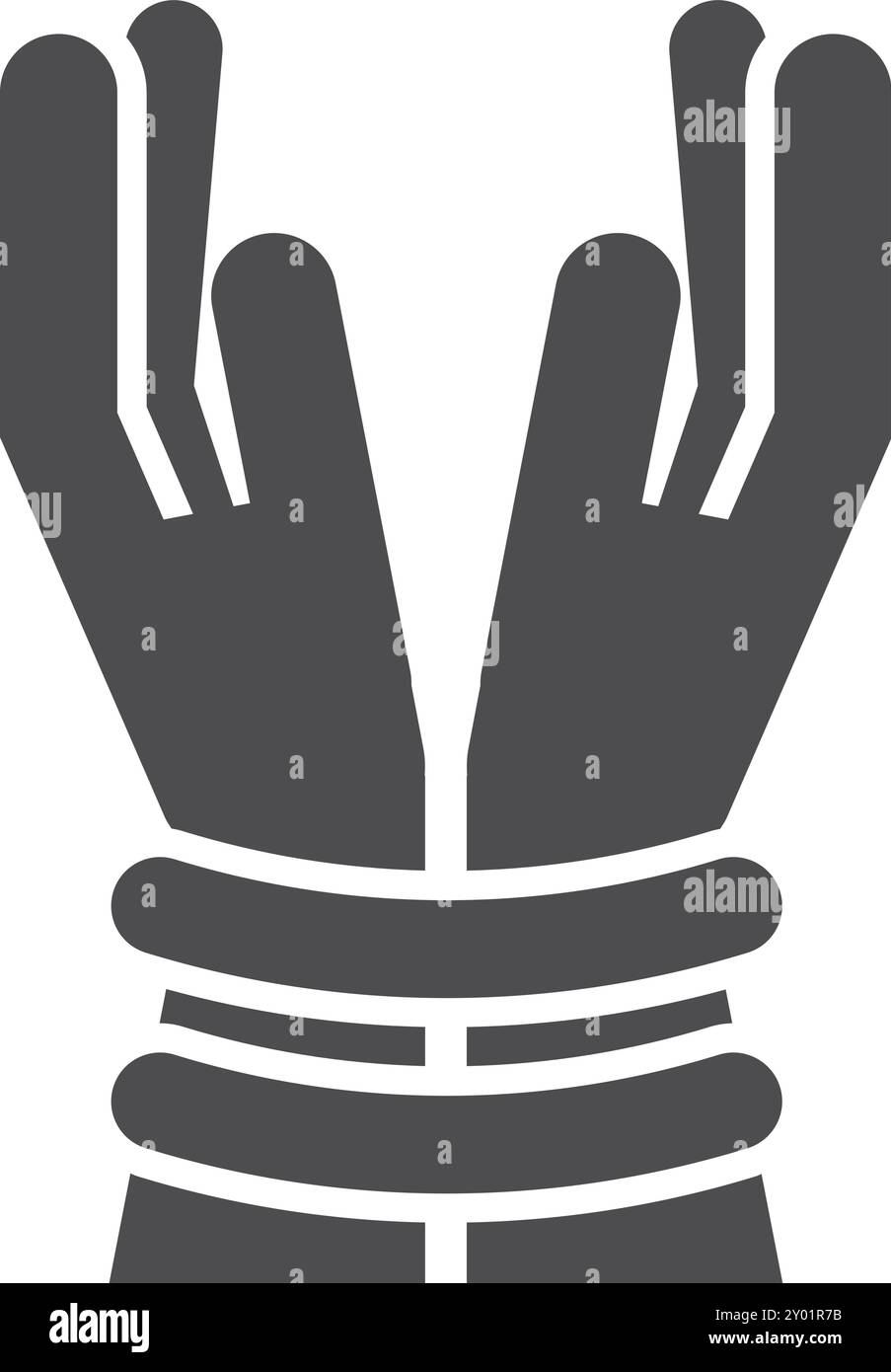 Tied hands black icon. Hostage or slavery symbol Stock Vector