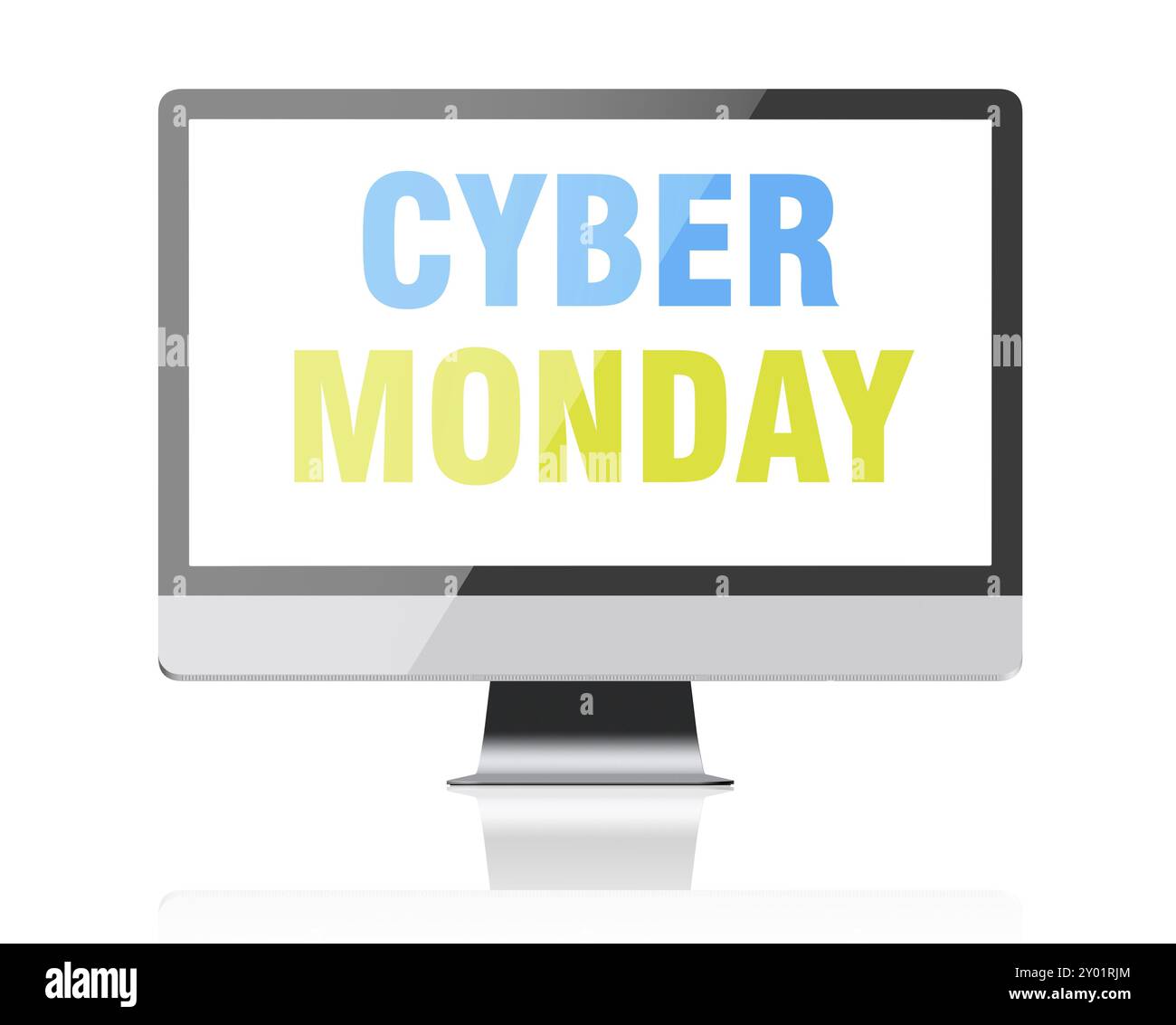 Cyber Monday, text on computer screen, isolated on white background ...
