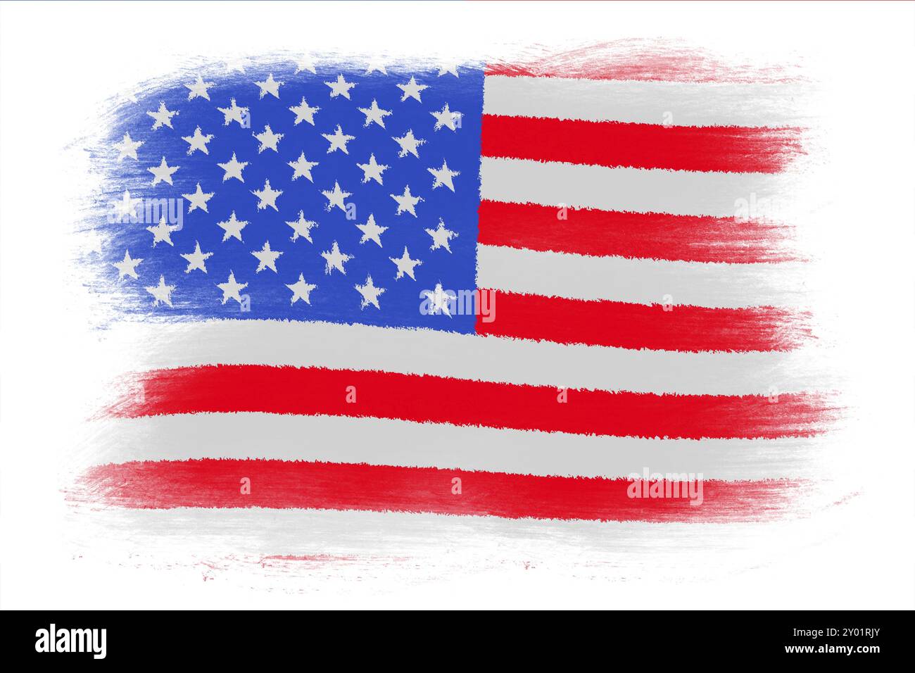 The Usa Flag Painted Grunge Flag Brush Strokes Isolated On White