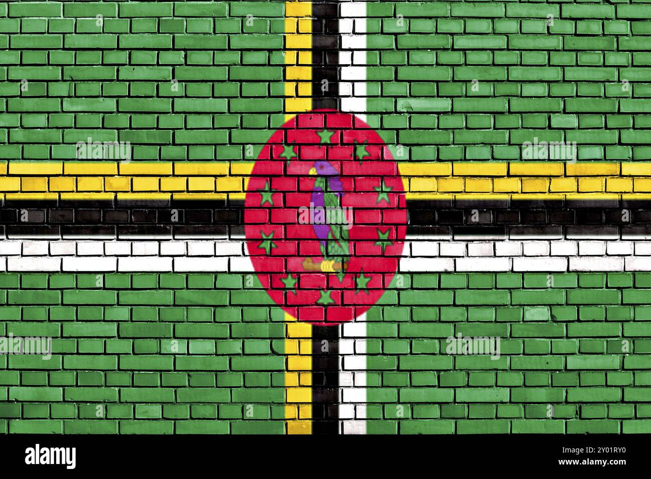Flag of Dominica painted on brick wall Stock Photo - Alamy