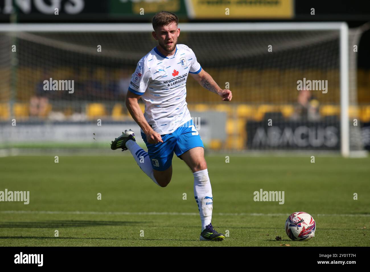 Barrow's Ben Jackson during the Sky Bet League 2 match between Harrogate Town and Barrow at Wetherby Road, Harrogate on Saturday 31st August 2024. (Photo: Michael Driver | MI News) Credit: MI News & Sport /Alamy Live News Stock Photo