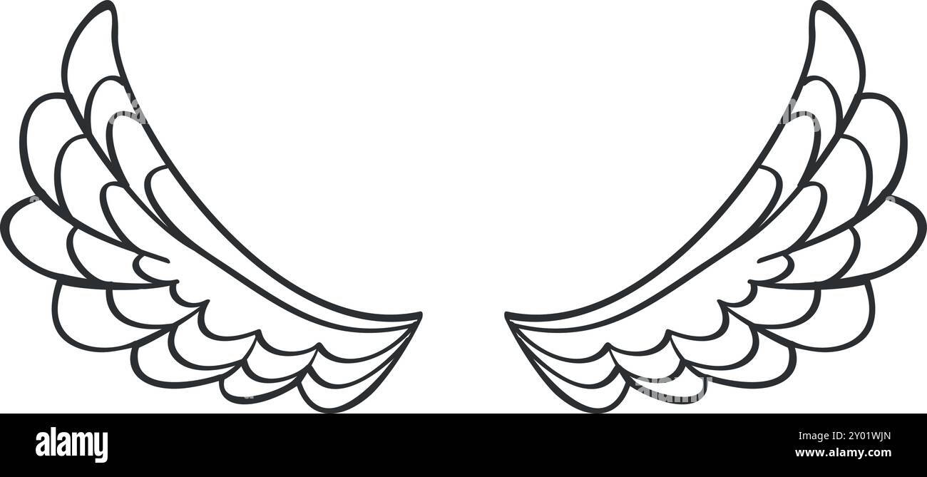 Wings doodle. Angel symbol. Bird feathers icon Stock Vector Image & Art ...