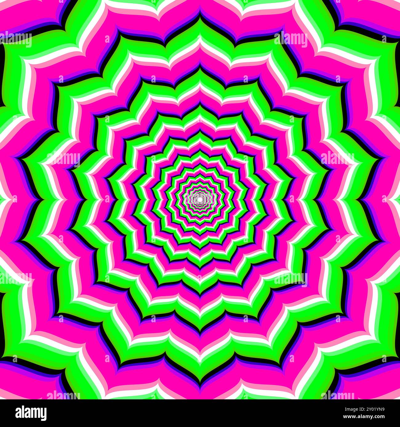 Hypnotic colorful concentric lines. Optical illusion pattern