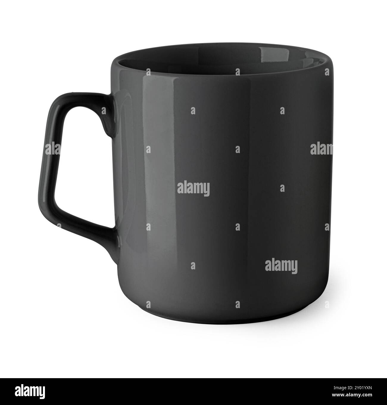 Black ceramics mug isolated on white background Stock Photo