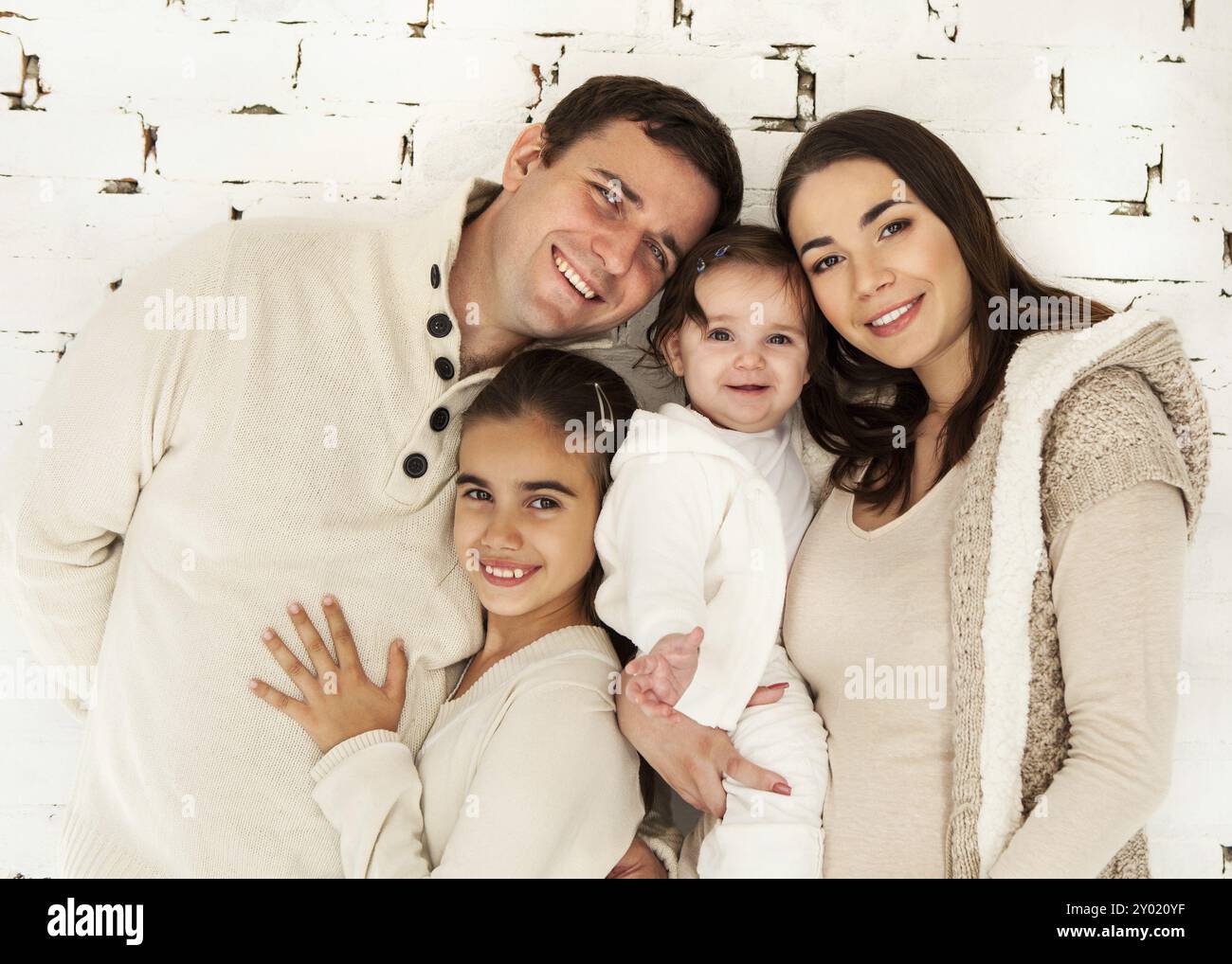 Smiling spanish family four hi-res stock photography and images - Alamy