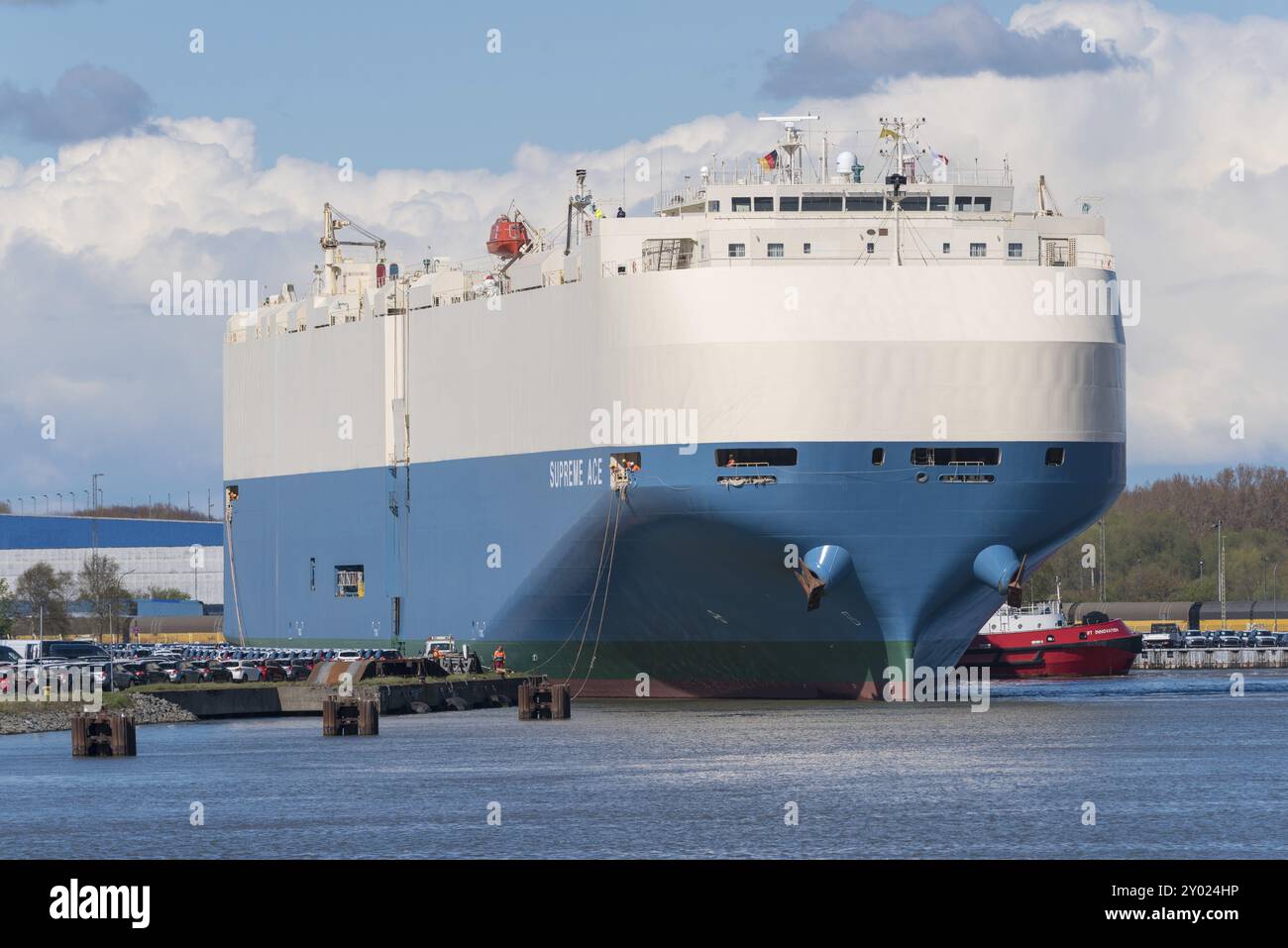 Cargo ship Supreme Ace in Bremerhaven. Vessel Supreme Ace in Bremerhaven Stock Photo