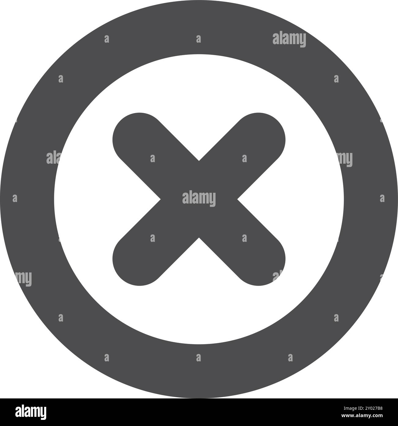Close button icon. Black cross in circle symbol Stock Vector