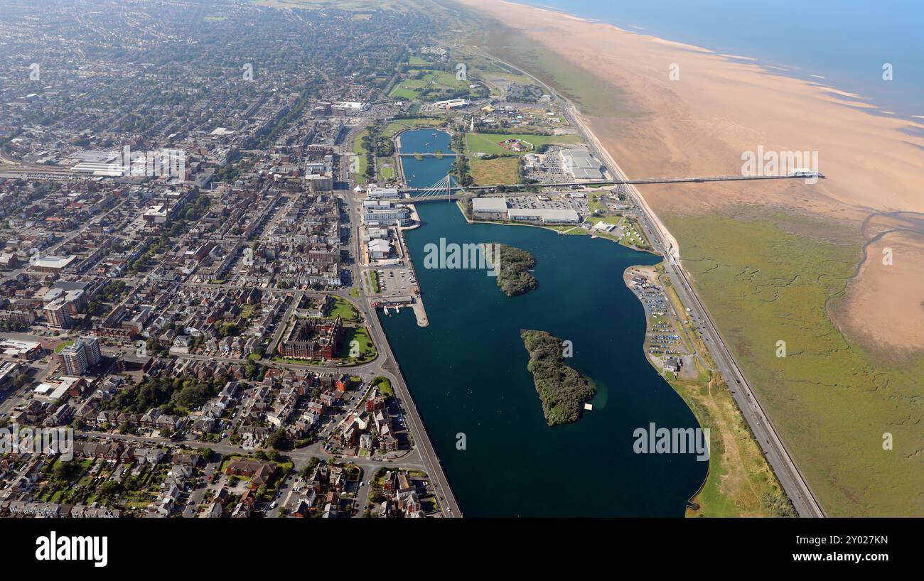 aerial view of Southport, Lancashire from the North looking South Stock Photo