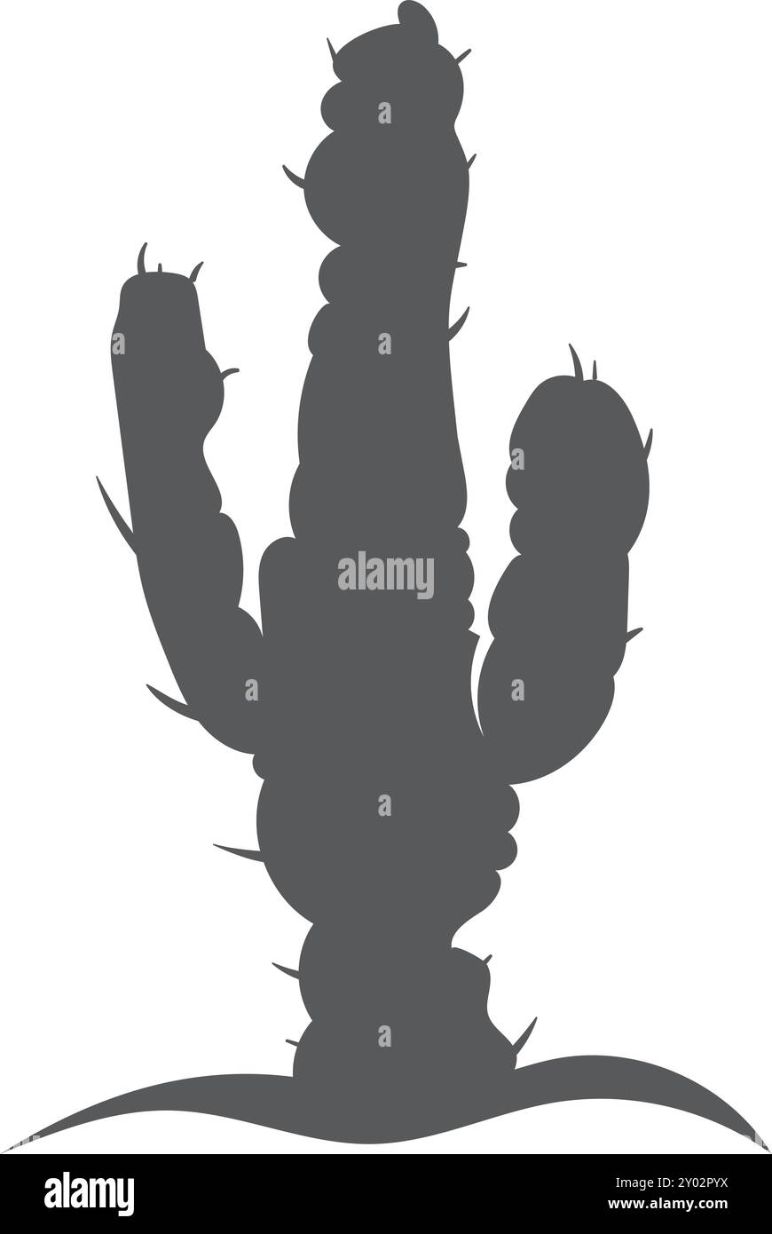 Cactus black silhouette. Plant icon. Botanical element Stock Vector ...