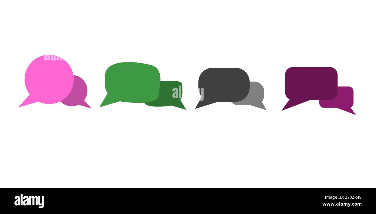 Speech Bubbles Set Collection. White Icons on Vector Transparent Background. Stock Vector