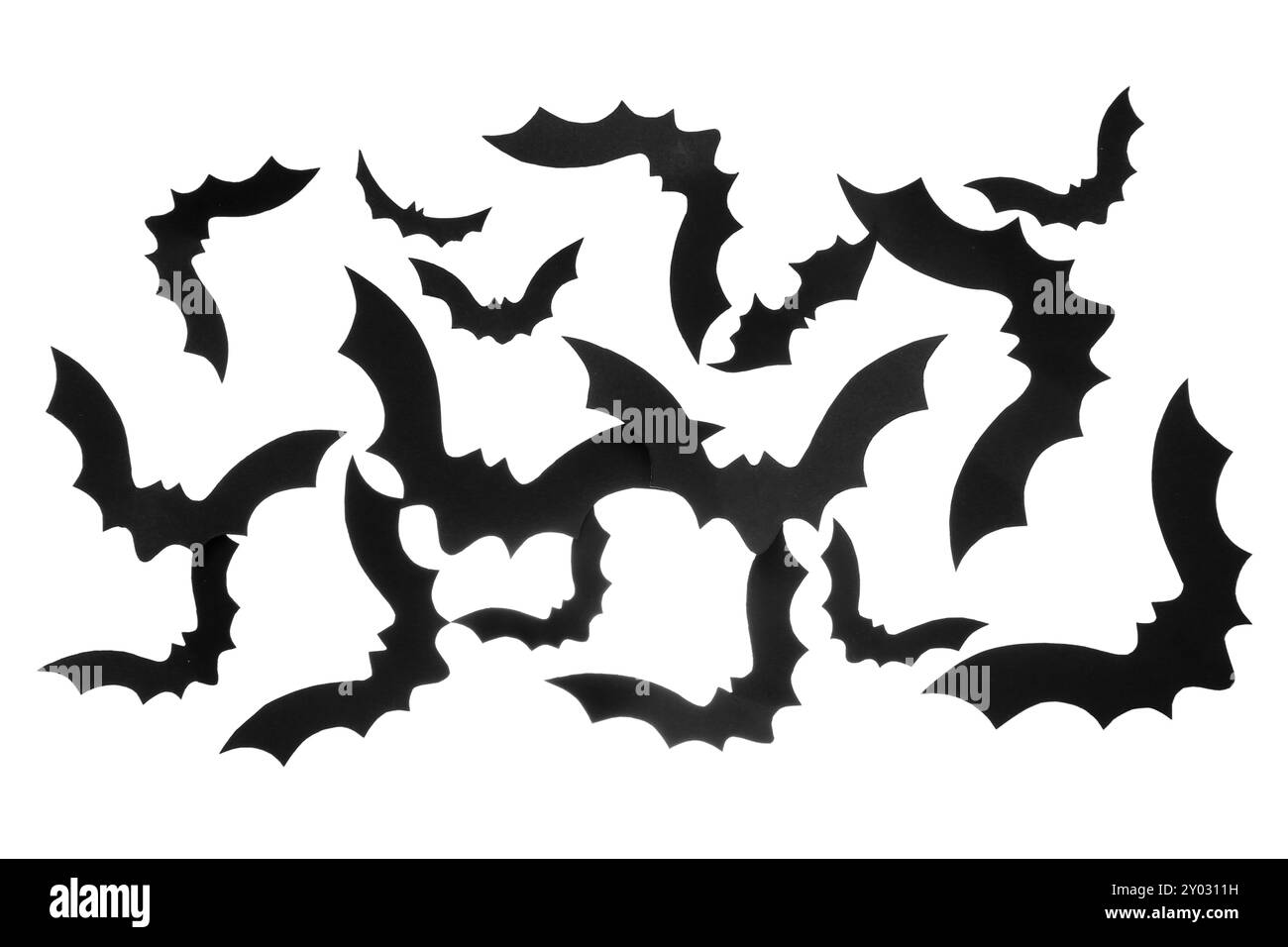 Paper bats for Halloween party on white background Stock Photo - Alamy