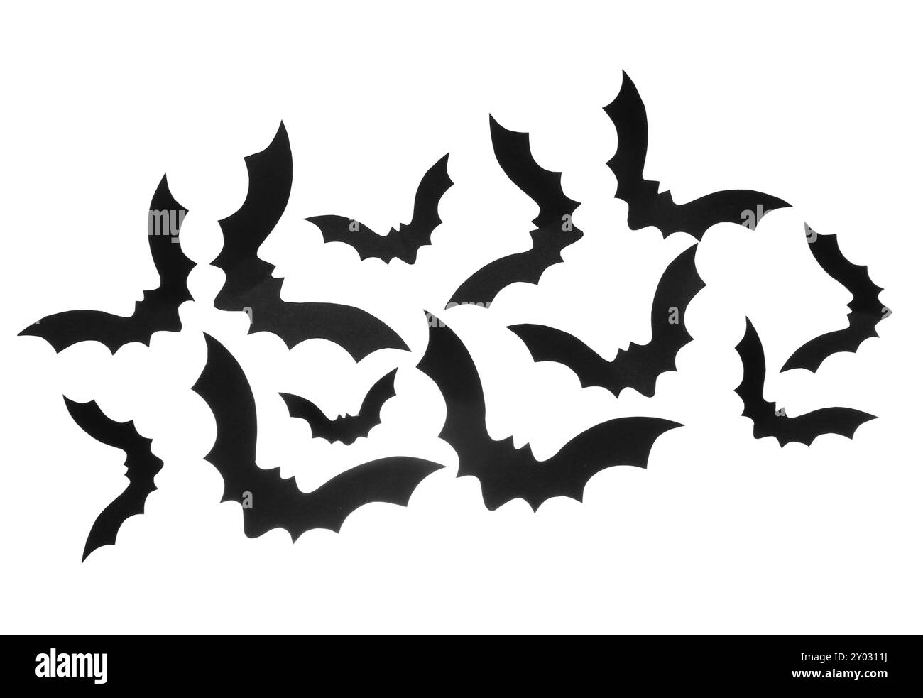 Paper bats for Halloween party on white background Stock Photo - Alamy