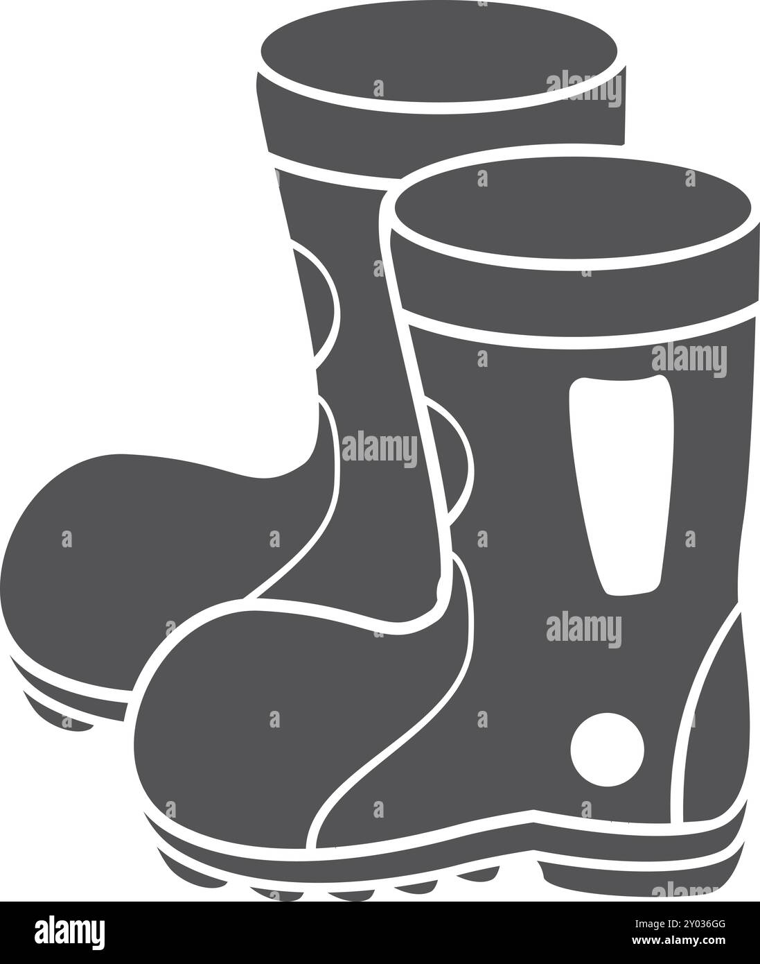 Rubber boots black icon. Protection industrial work footwear Stock Vector