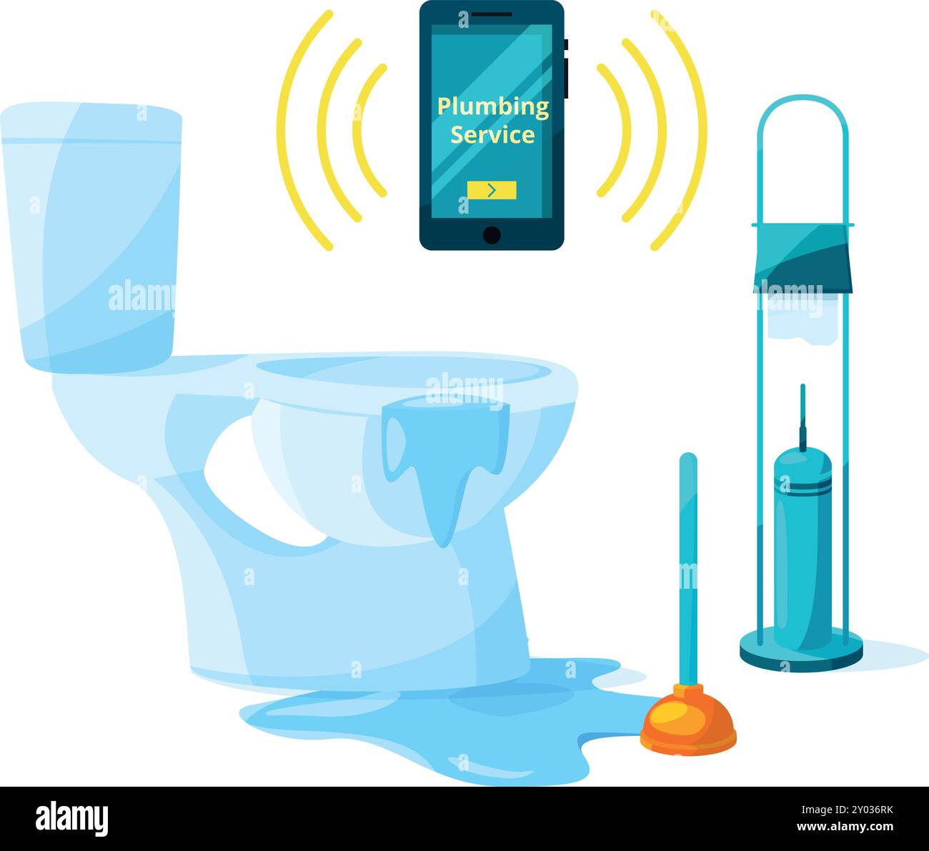 Clogged toilet repair service banner. Plumbing work Stock Vector Image ...