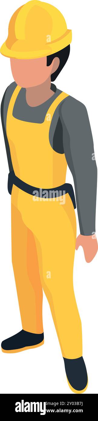 Worker character. Industrial construction engineer isometric icon Stock Vector