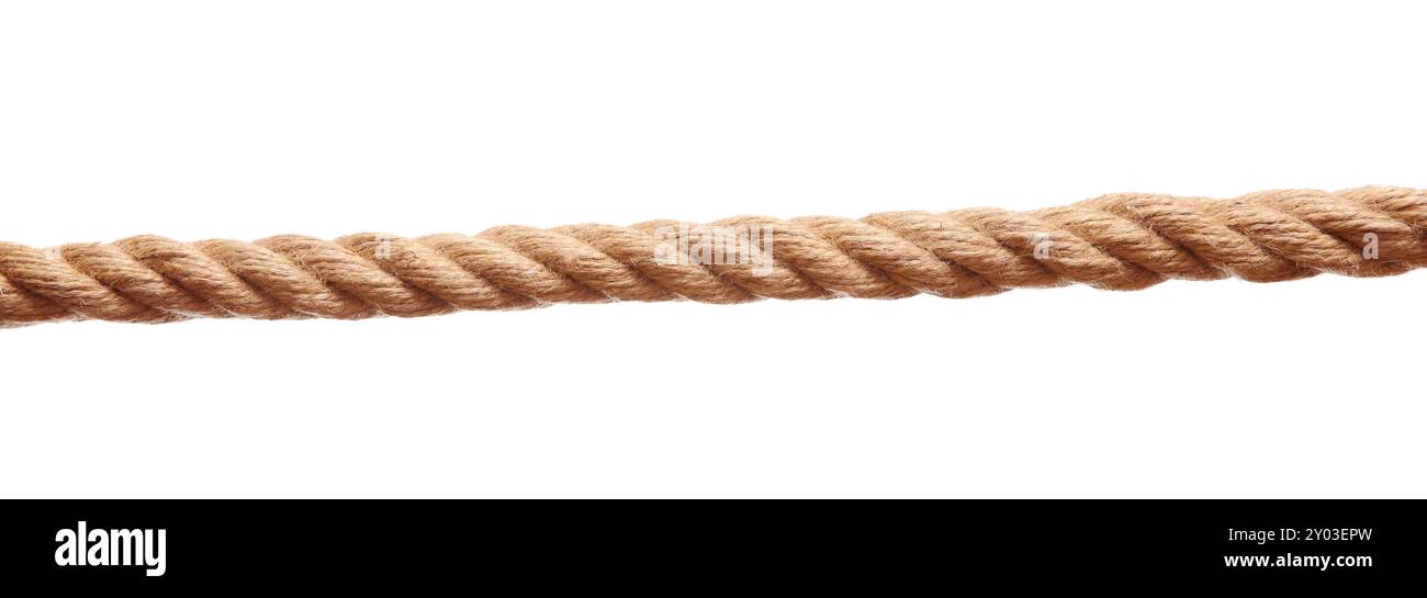 One brown braided rope isolated on white Stock Photo - Alamy
