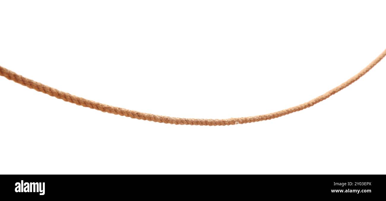 One brown braided rope isolated on white Stock Photo - Alamy