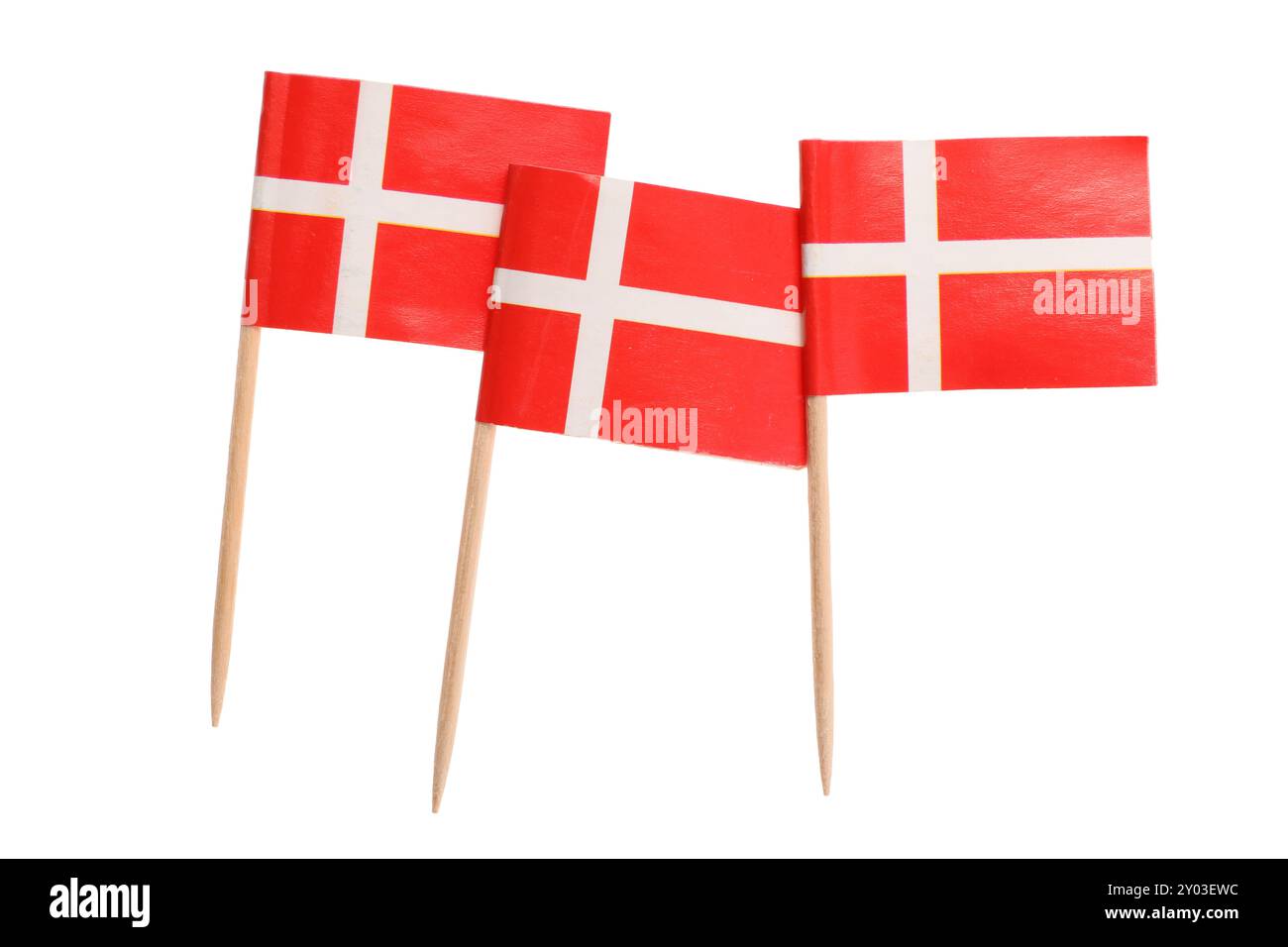 Small paper flags of Denmark isolated on white Stock Photo - Alamy