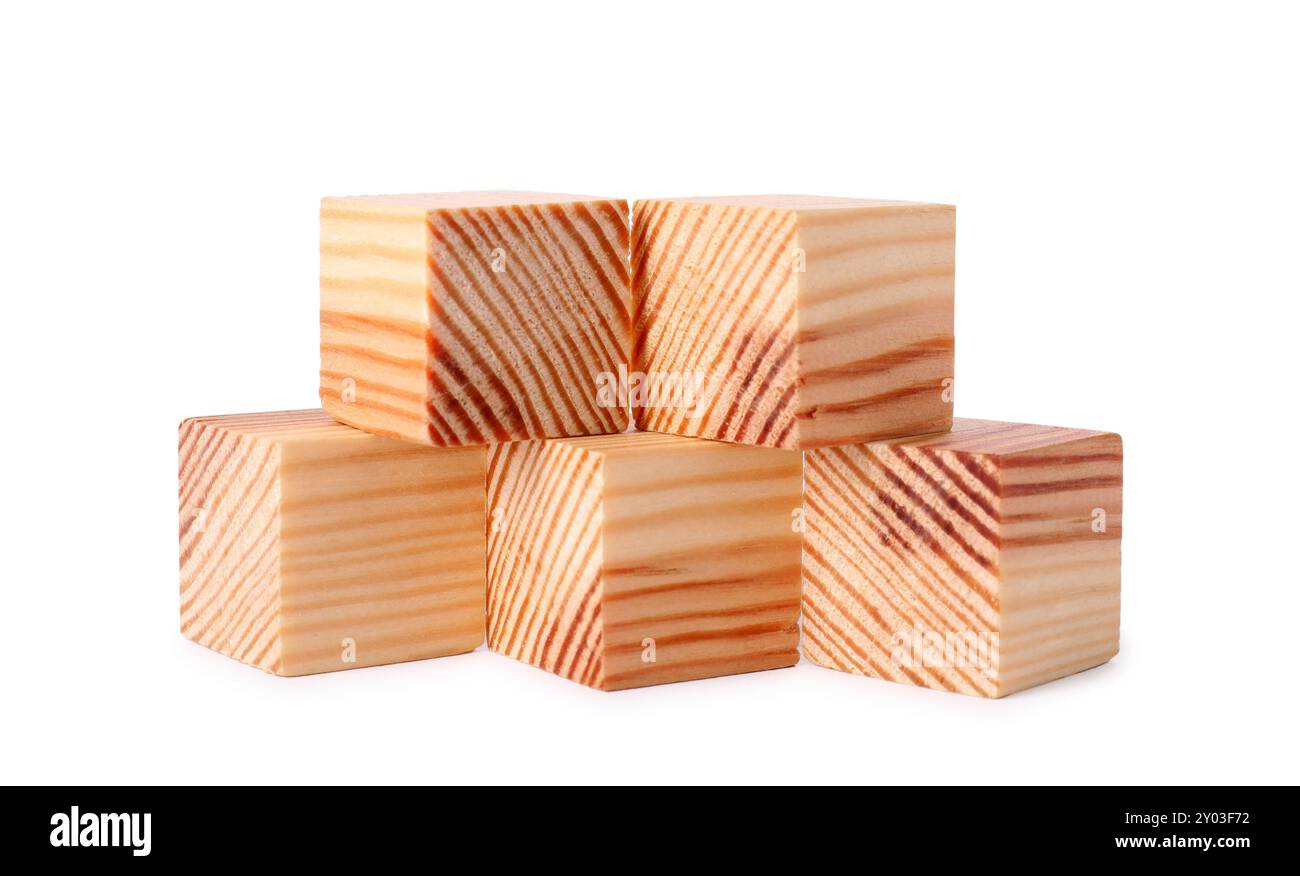 Many blank wooden cubes isolated on white Stock Photo - Alamy
