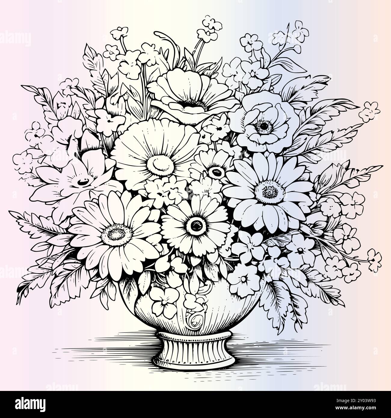 Bouquet of flower coloring pages - Flowers Bouquet Coloring Page For Kids 2Y03W93