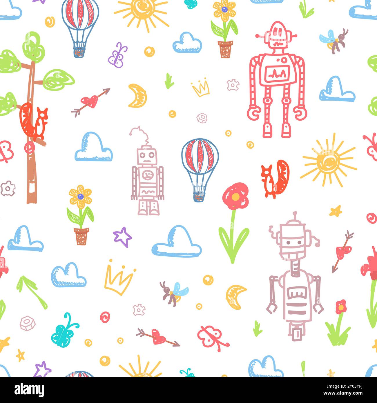 Kid color doodle pattern. Nursery childish print Stock Vector Image ...
