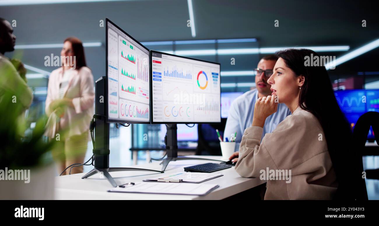 Data Analyst Using Data Analytics KPI Dashboard Stock Photo