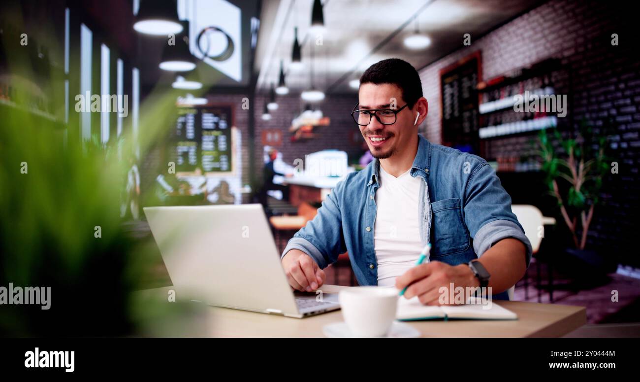 Work And Study On Laptop Computer. Student Typing Stock Photo