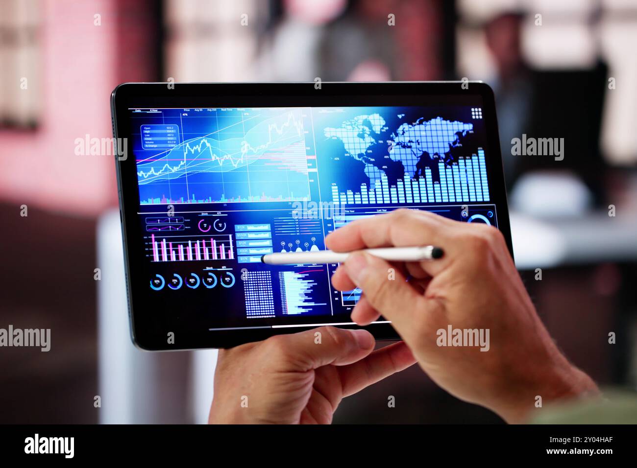 Data Analyst Using Data Analytics KPI Dashboard Stock Photo
