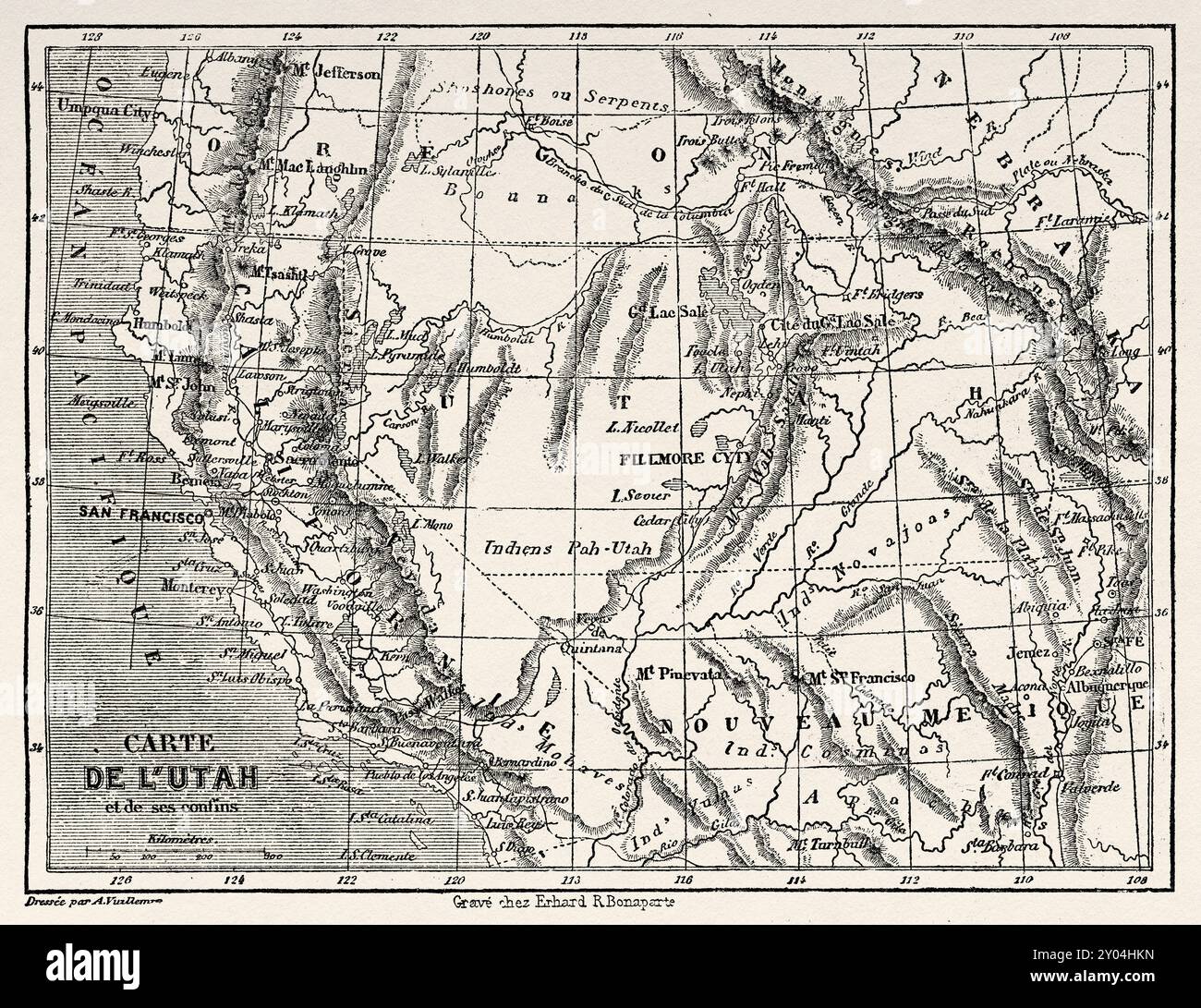 Old Map of Utah United States - Old Map Of Utah United States Of America Journey To The City Of Saints 1860 Capital Of The Country Of The Mormons By Richard Francis Burton 1821 1890 Le Tour Du Monde 1862 2Y04HKN