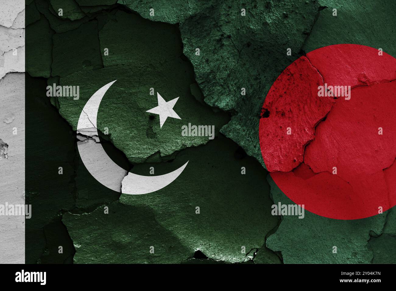 Flags of Pakistan and Bangladesh painted on cracked wall Stock Photo ...