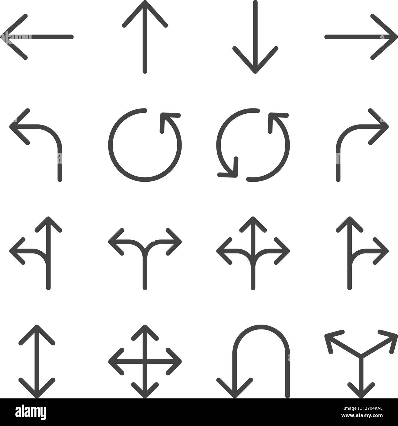 arrow simple line icon set,vector and illustration Stock Vector