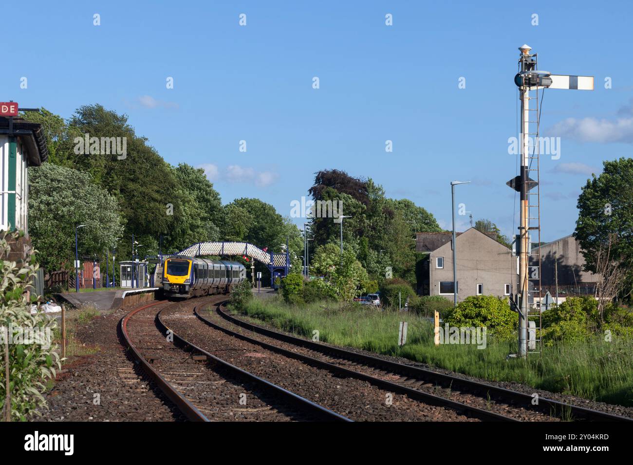 Northern Rail class 195 train 195109 calling at Arnside station on the ...