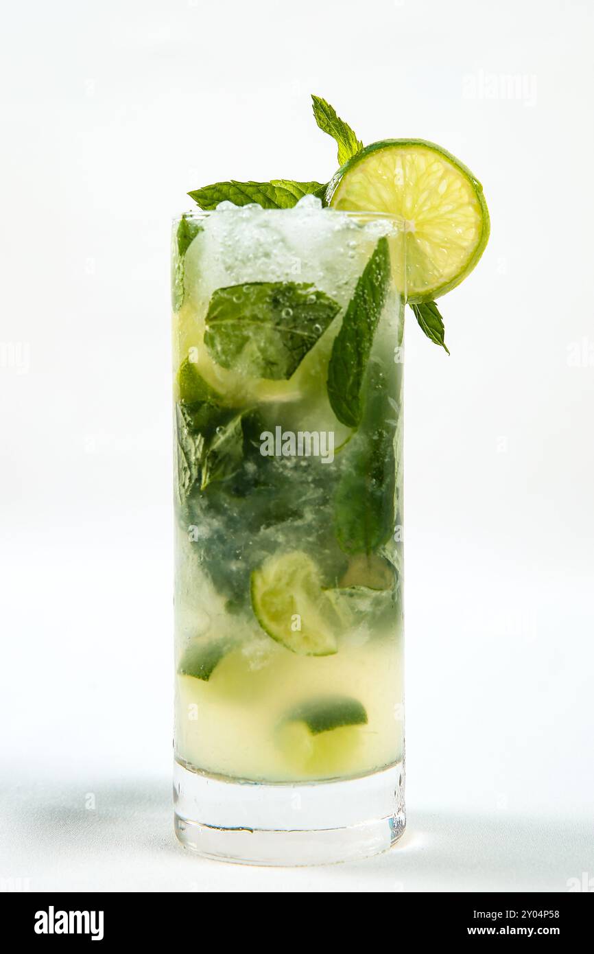 Refreshing lime juice with mint Stock Photo