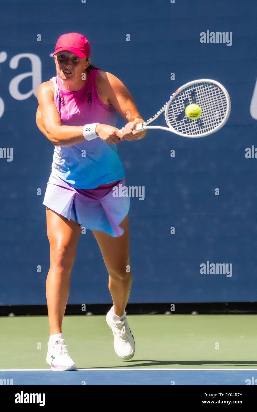 Iga Swiatek (POL) competes in round 1 of the 2024 US Open Tennis Stock