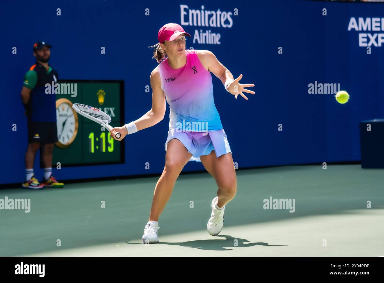 Iga Swiatek (POL) competes in round 1 of the 2024 US Open Tennis Stock