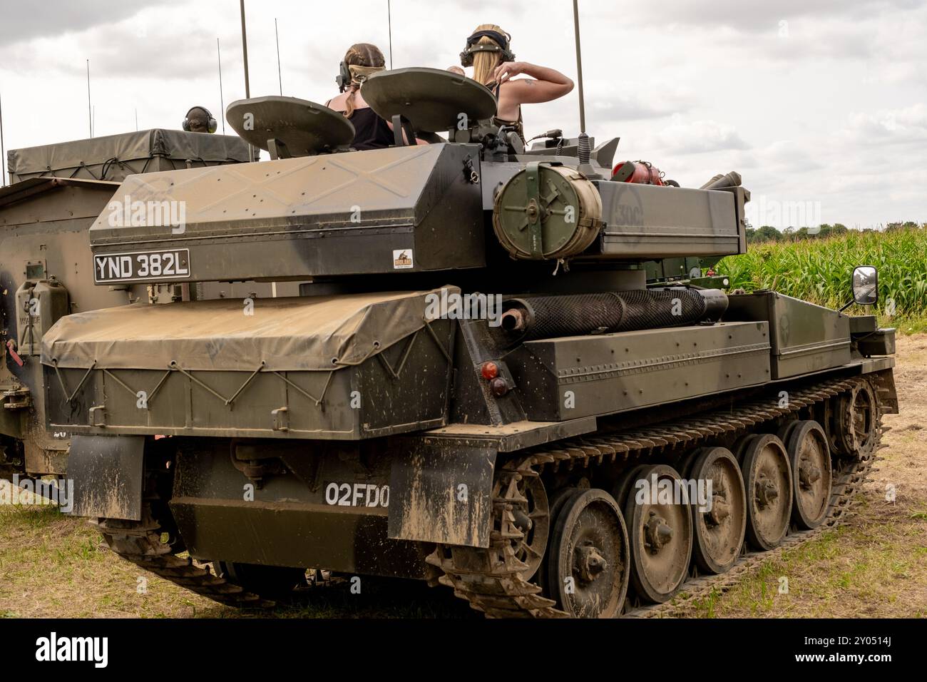 Vintage army tank on display at an exhibition Stock Photo - Alamy