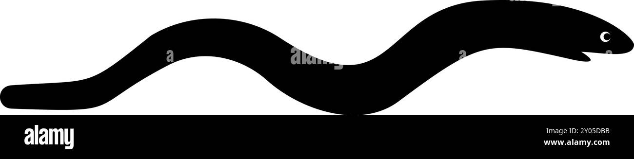 Eel fish snake shape seafood concept icon black color vector illustration image flat style simple Stock Vector