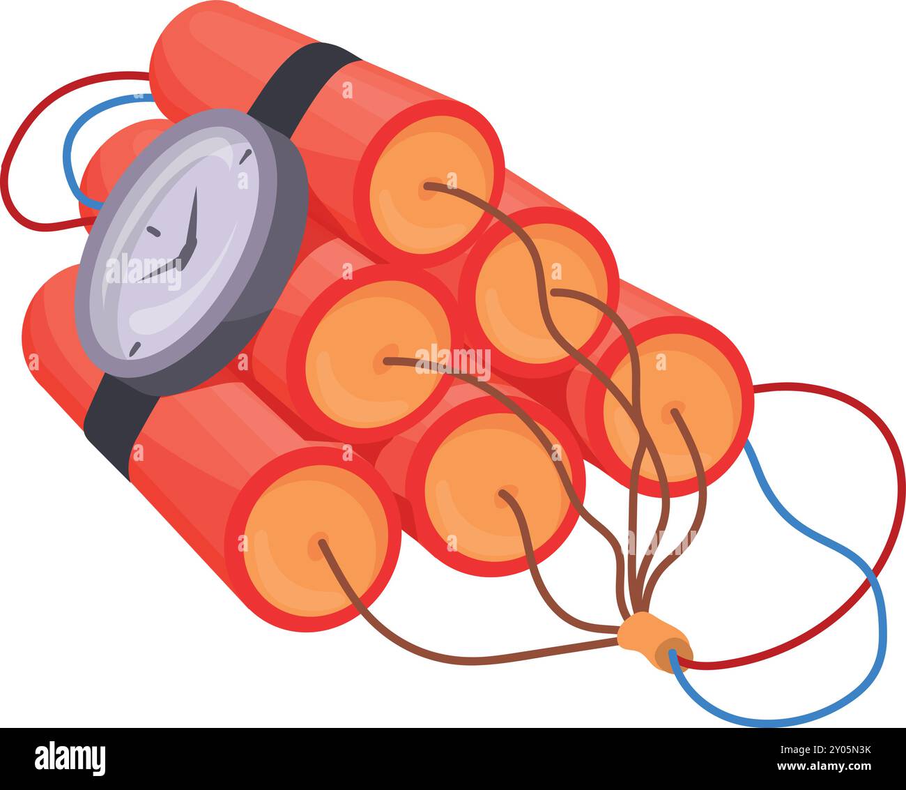 Explosive with round clock cartoon icon. Dynamite or bomb isolated on ...