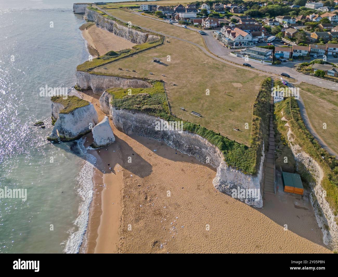 aerial view of the beach and the white cliffs at botany bay on the kent ...
