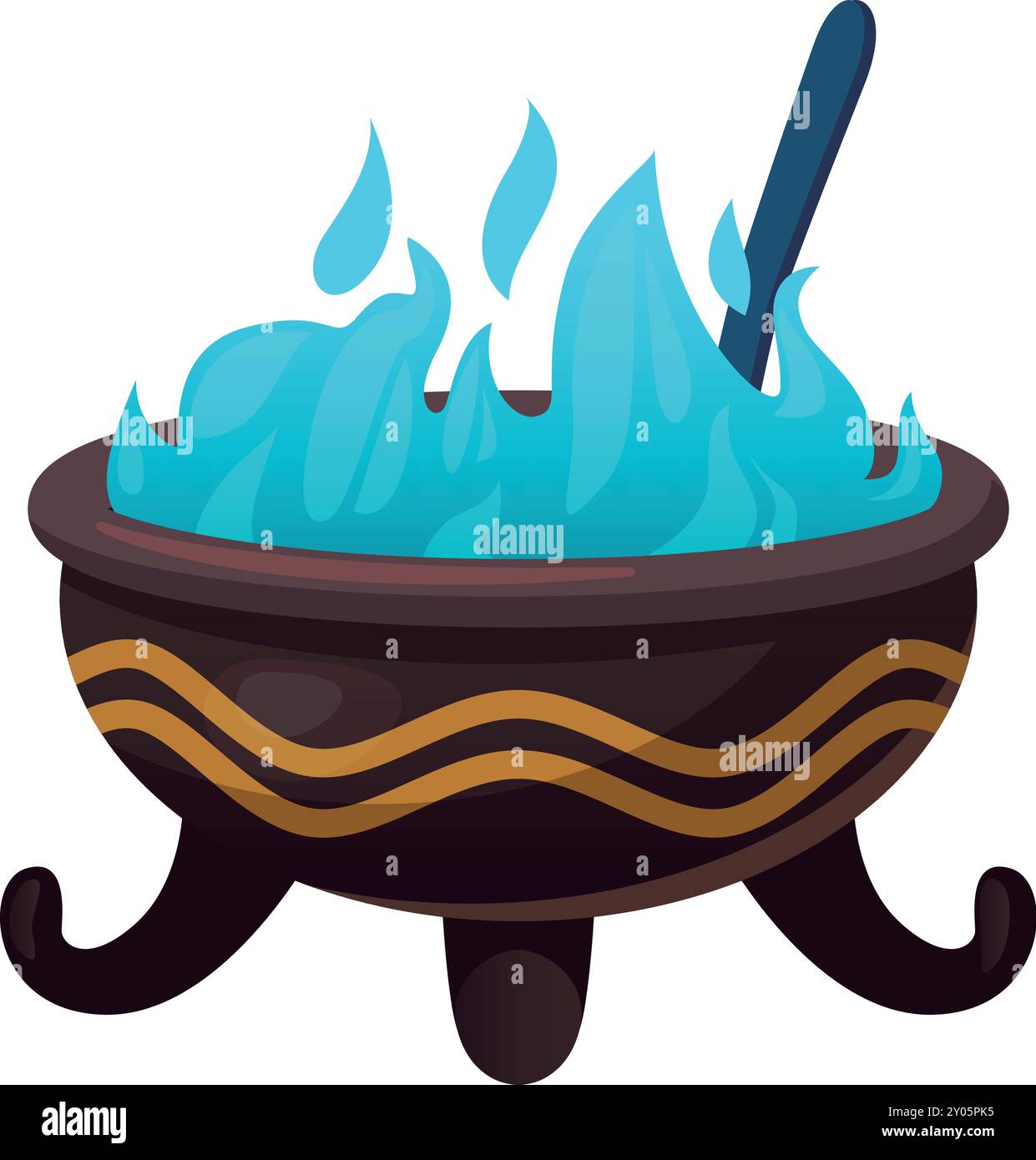 Fantasy cauldron with magic blue elixir cartoon icon isolated on white ...