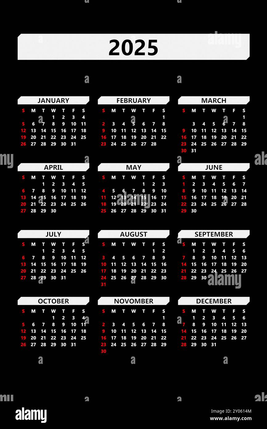 Multicolored monthly calendar template in minimalist style for 2025 ...
