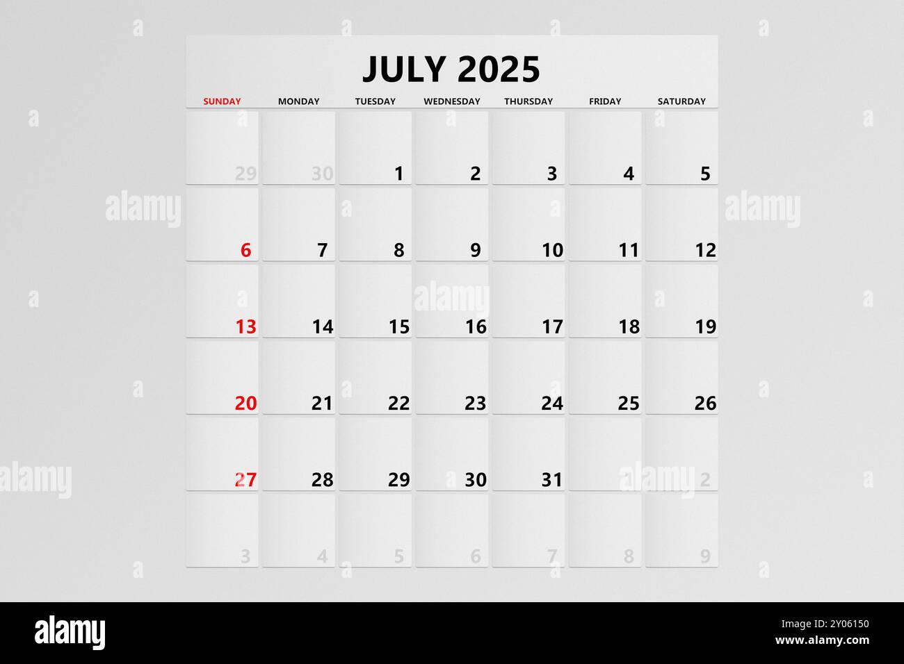 Calendar 2025 July Monthly Planner Template for Corporate Design Stock Photo Alamy