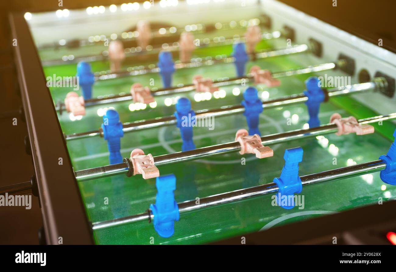 Table Football Colour In Table football game with white and blue players Stock Photo - Alamy