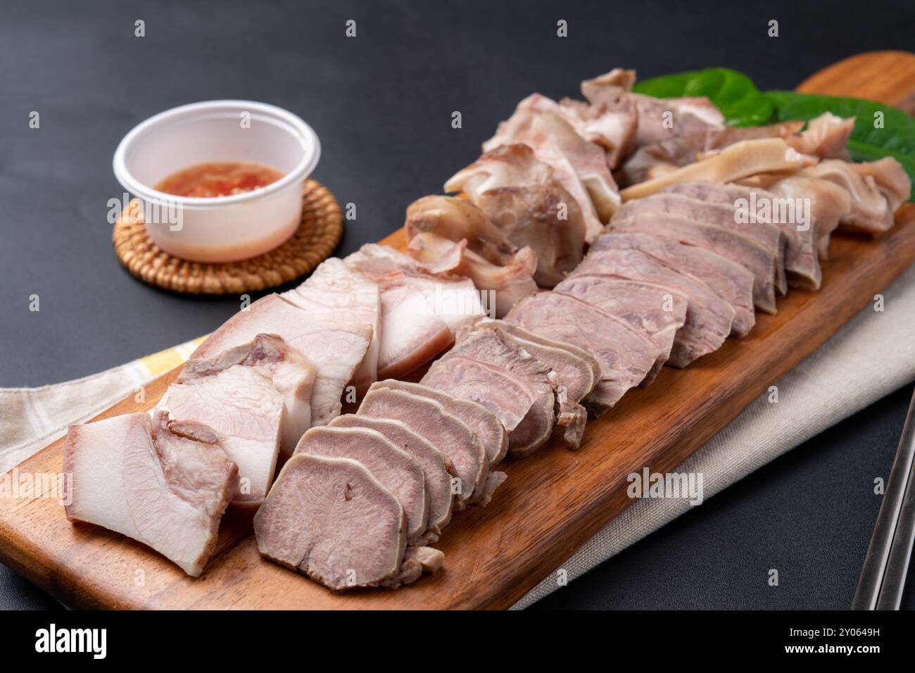 Pork head meat, head meat, badger persimmon, boiled pork, side dishes, Korean food, pork, food, meat, meal, pork, plate, beef, dinner, steak, roast, b Stock Photo